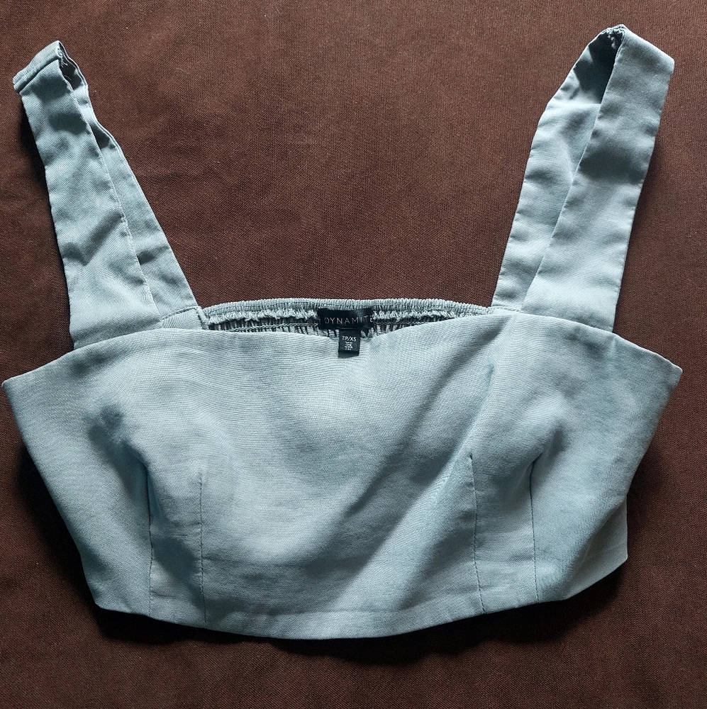 Dynamite - mini bra-like sage crop top